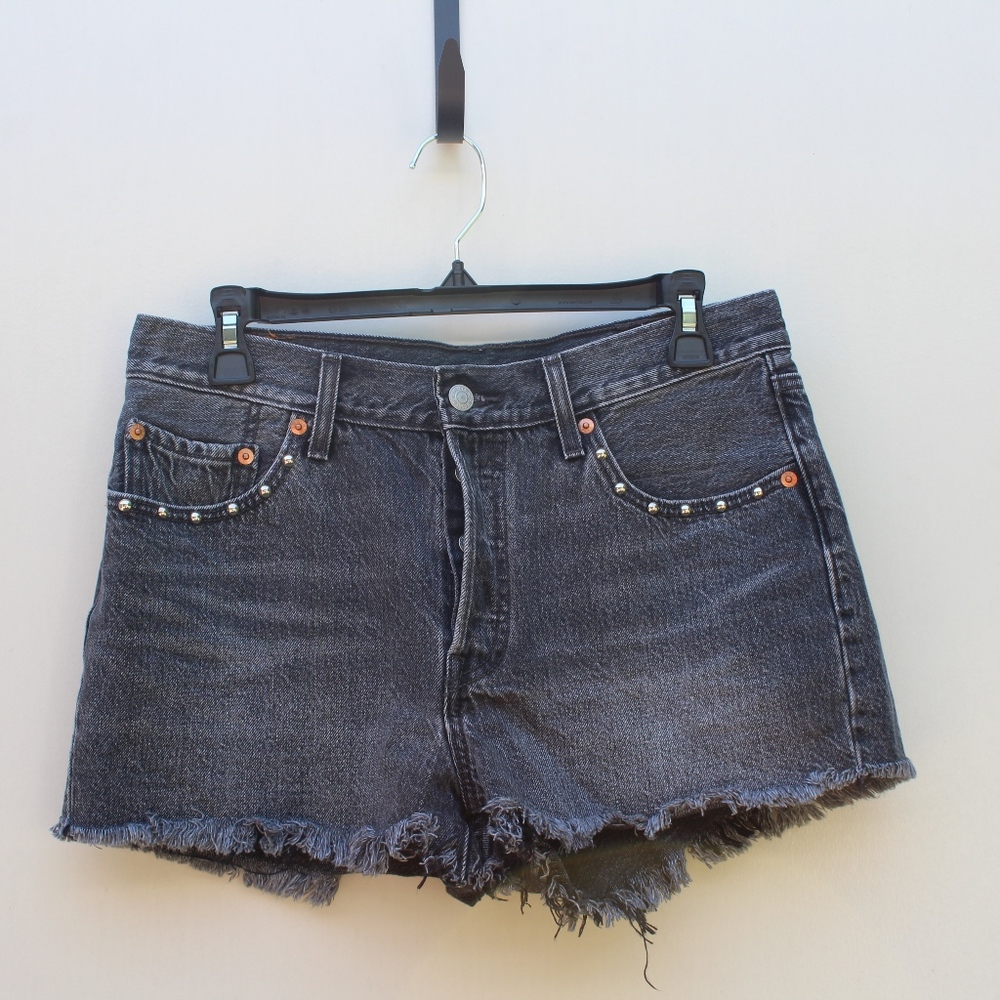 Levis 501 Washed Black Denim Shorts